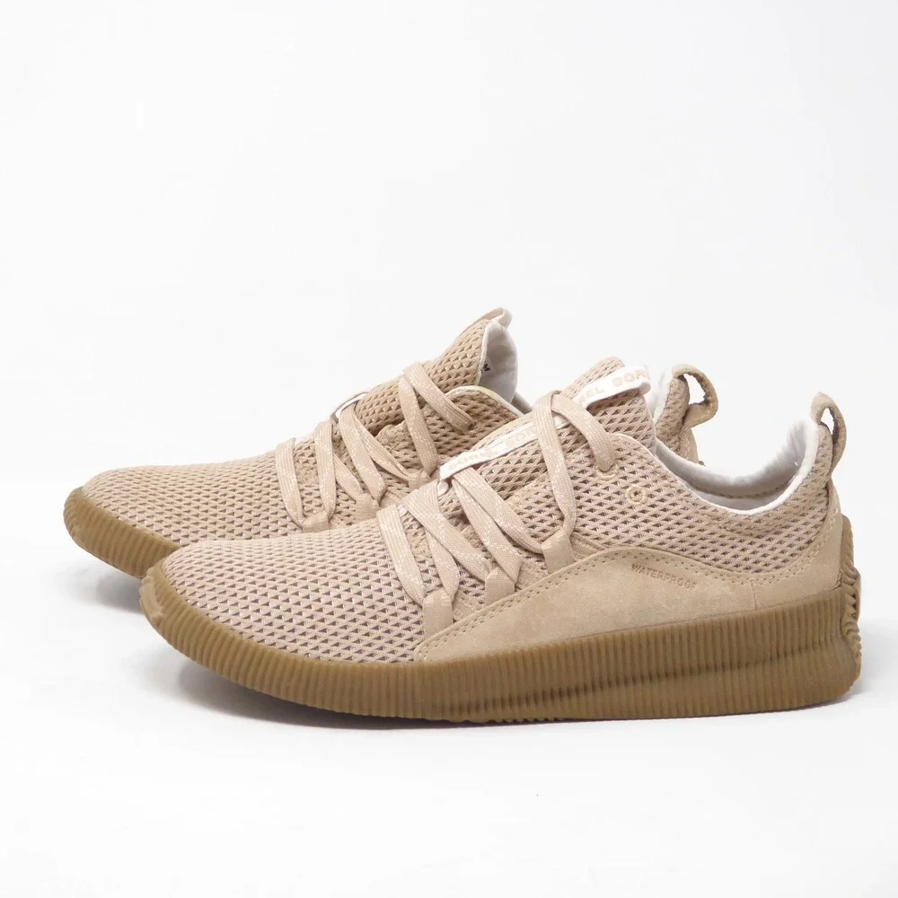 Sorel Womens Out N About Plus Sneaker Tan Waterproof Mesh Suede 8